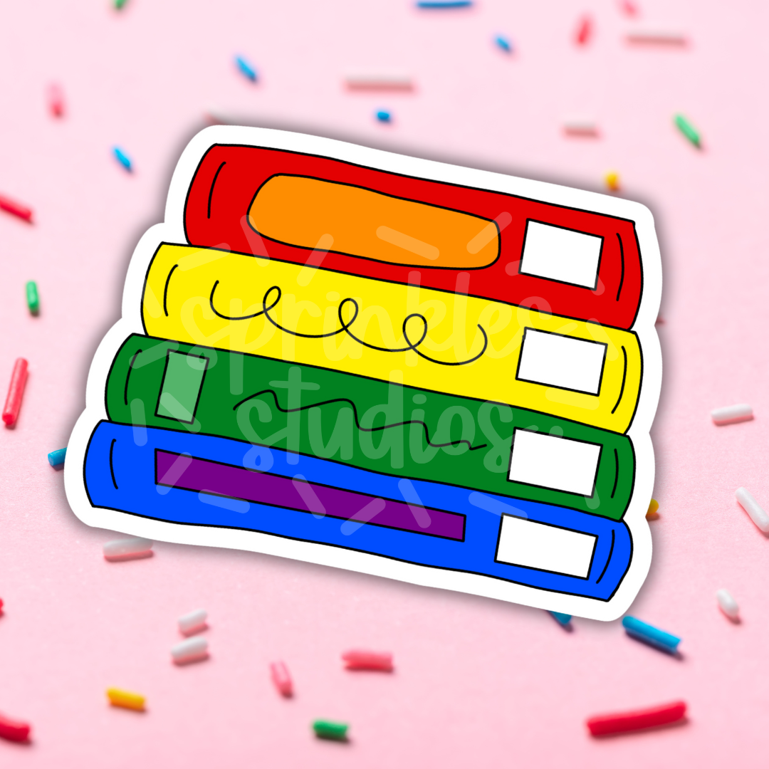 Pride Book Stack Vinyl Stickers