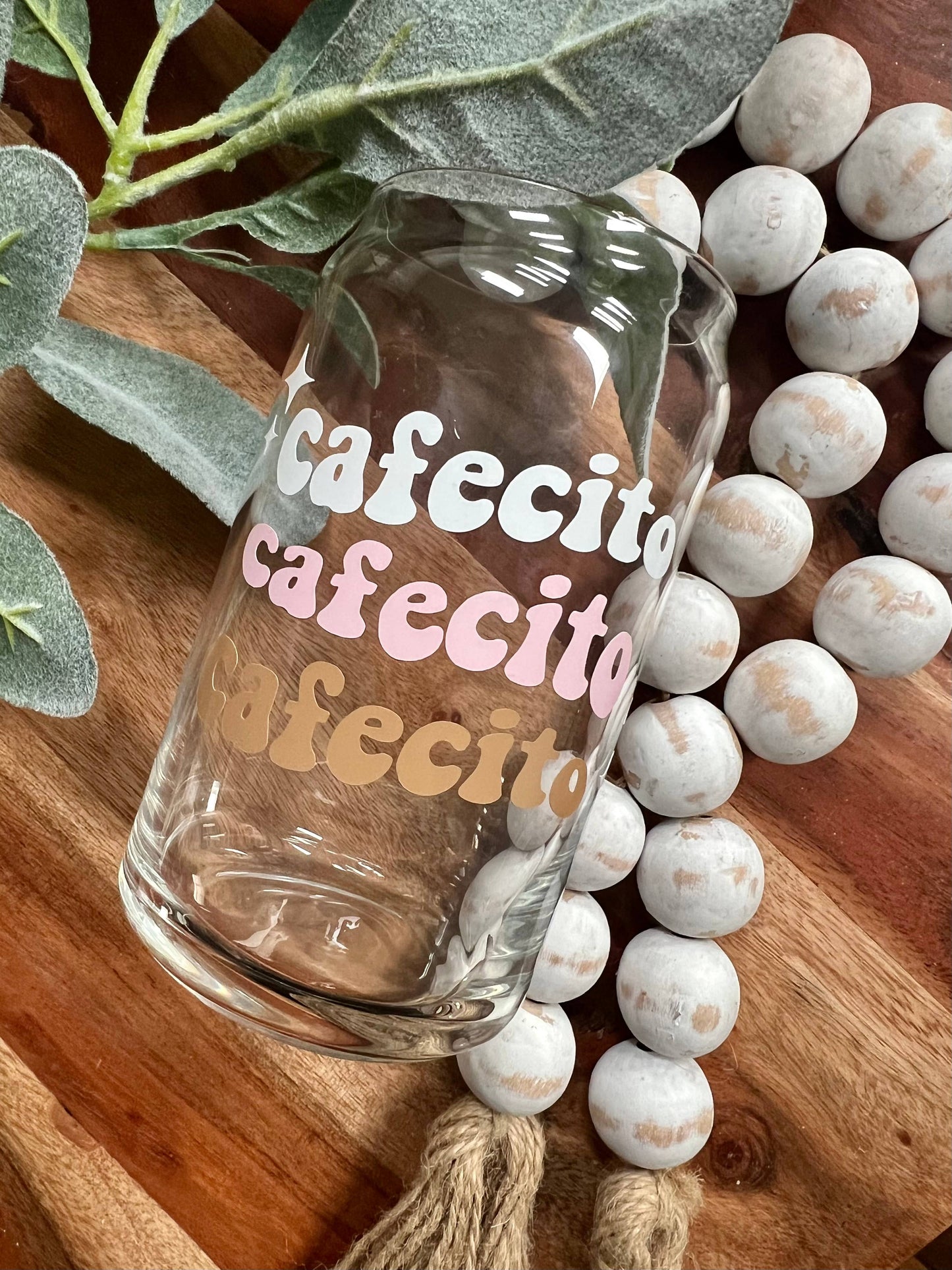 Cafecito Beer Can Glass, Latino, Chisme, Iced Coffee Glass