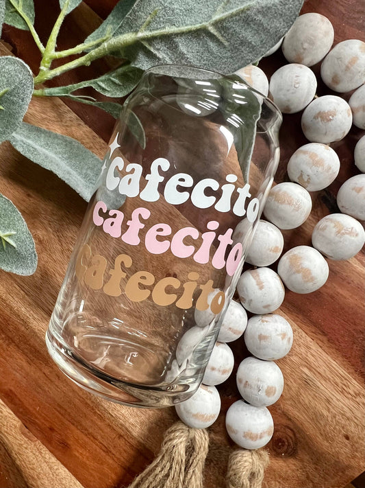 Cafecito Beer Can Glass, Latino, Chisme, Iced Coffee Glass