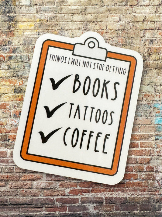Books Tattoos Coffee Vinyl Sticker