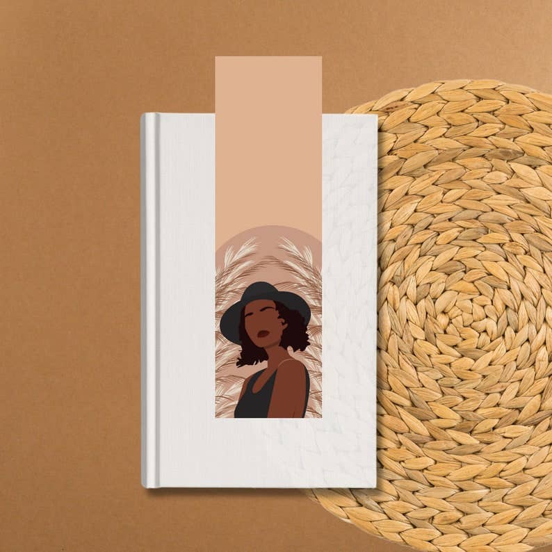 Laminated Neutral Black Woman Bookmark