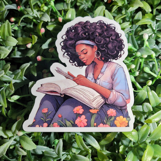 Reading Girl Sticker